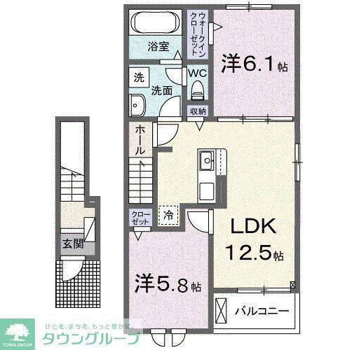 KANAME(2LDK/2階)の間取り写真