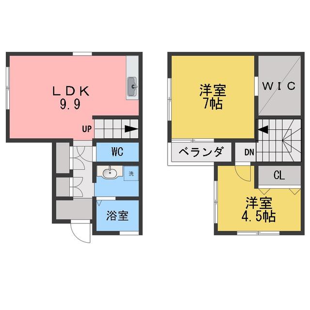 パルヌ東橋本(2LDK/1階)の間取り写真