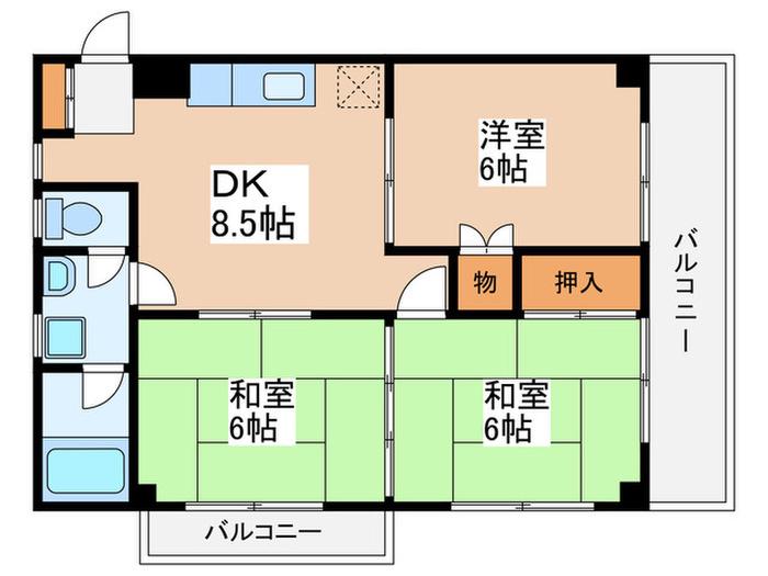 グリーンハイツ鎌倉(3DK/3階)の間取り写真