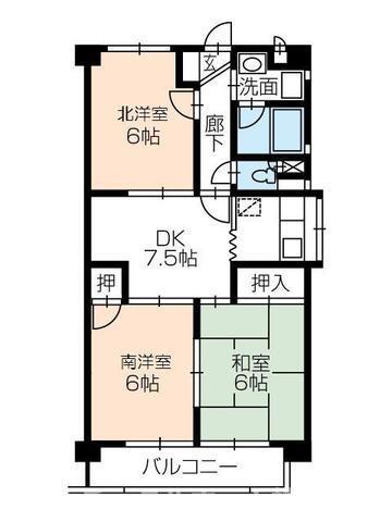 花田ハウス(3DK/2階)の間取り写真