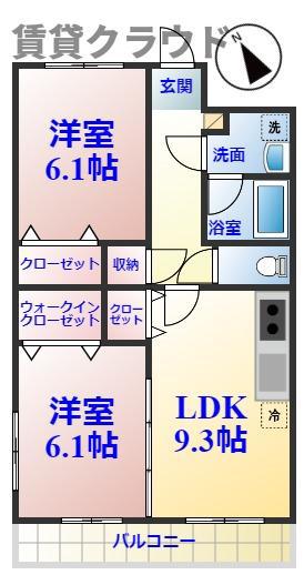 アルエット(2LDK/2階)の間取り写真