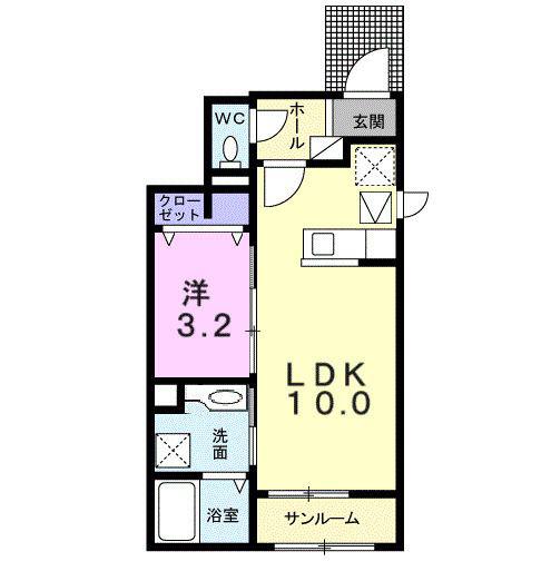 グレイス・レジデンスM(1LDK/1階)の間取り写真