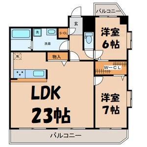 サンシティ畑江通(2LDK/8階)の間取り写真