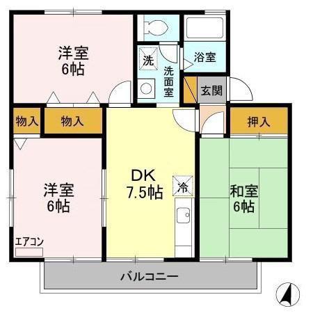 ジョイフローリッシュ(3DK/2階)の間取り写真