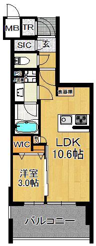 デュオヴェール薬院EST(1LDK/4階)の間取り写真