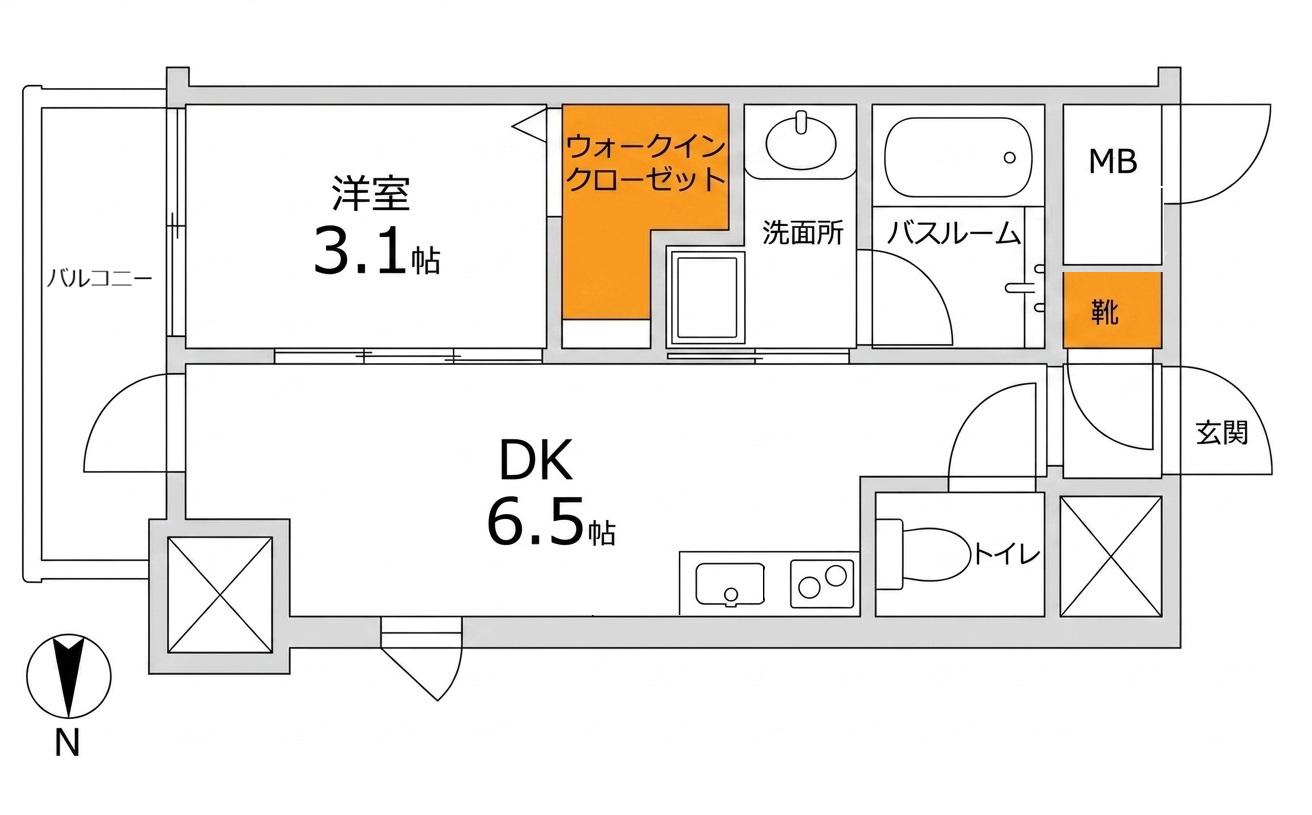エステムコート広島横川本通(1DK/13階)の間取り写真