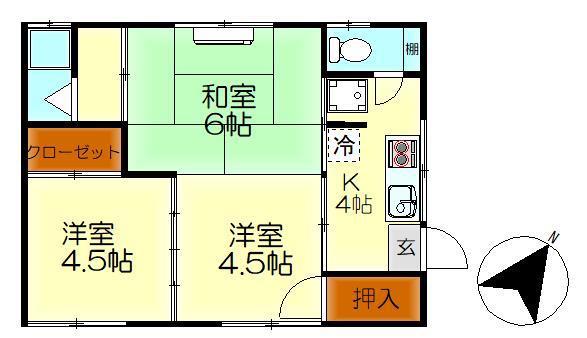 大増アパート(3K/1階)の間取り写真