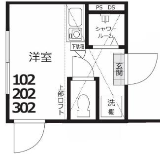ONE CUBE 夏目坂(ワンルーム/1階)の間取り写真