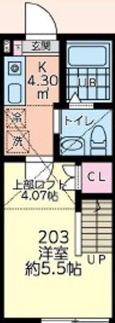 HMBASE鶴ヶ峰(1K/2階)の間取り写真