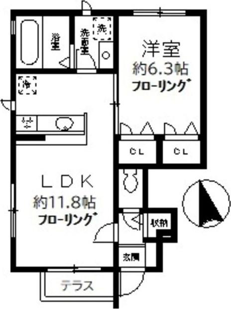 クレベール瀬田(1LDK/1階)の間取り写真