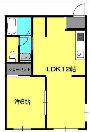 ボヌールU(1LDK/1階)の間取り写真