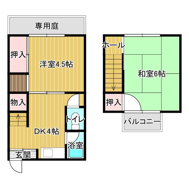 タケダ荘(2DK/1階)の間取り写真