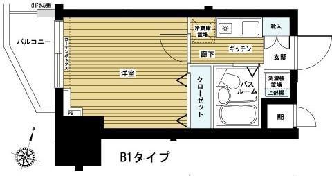 フェニックス笹塚駅前(1K/10階)の間取り写真