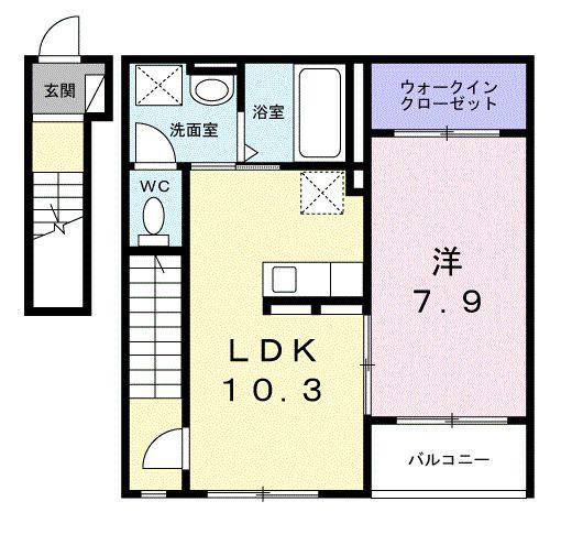 ヴィラ デ オーブV(1LDK/2階)の間取り写真