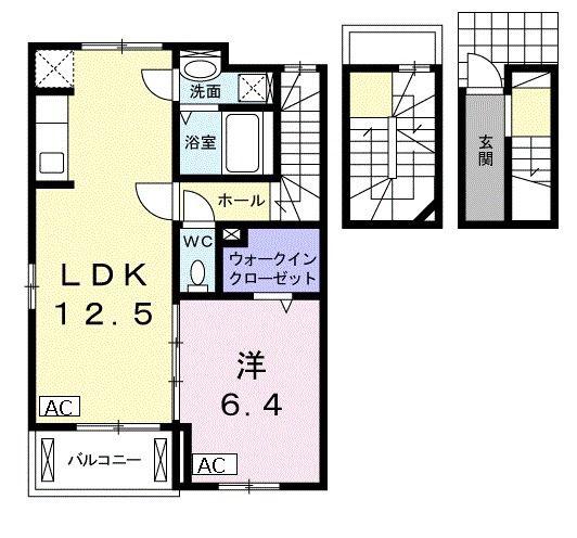 グレース梅河(1LDK/3階)の間取り写真