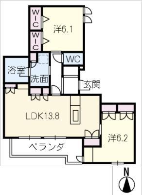 MAISON NOIRE(2LDK/2階)の間取り写真