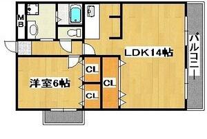 エテルノ長居(1LDK/3階)の間取り写真