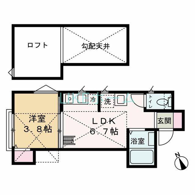 明和レジデンス(1DK/2階)の間取り写真