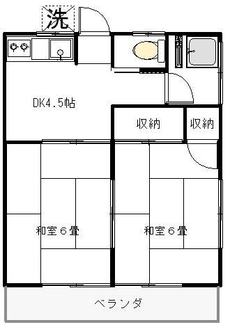 大場ハイツ(2K/2階)の間取り写真