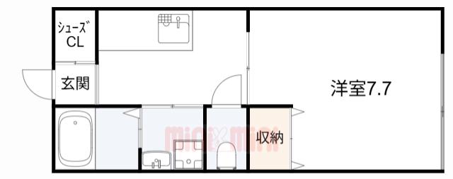 シティハイムサンビレッジ(1K/1階)の間取り写真
