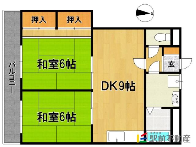 HIROハイツ(2DK/2階)の間取り写真