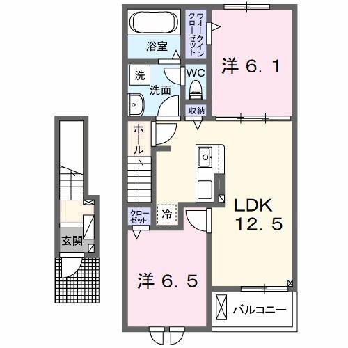 グレイス行橋西泉(2LDK/2階)の間取り写真