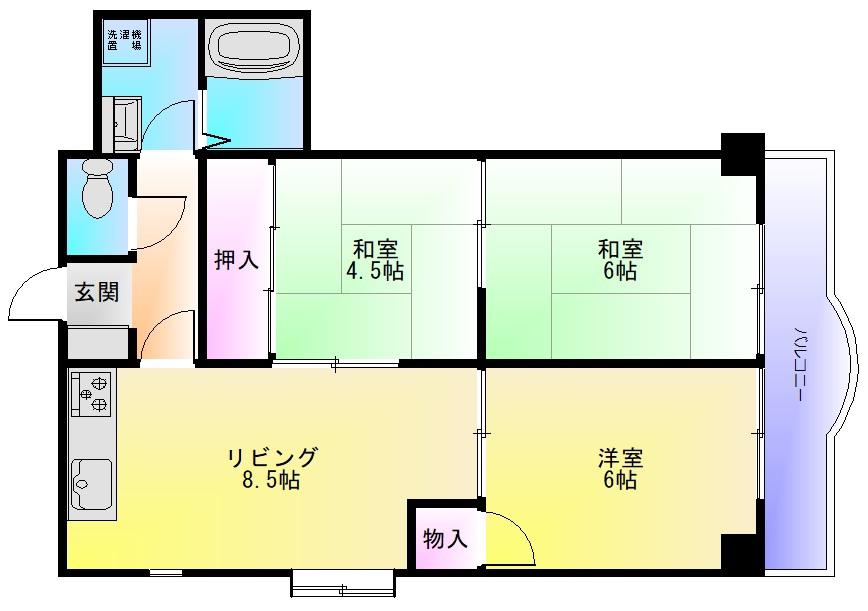 北本町プラザ(2LDK/5階)の間取り写真