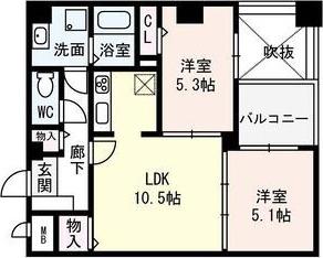カナセ上汐町(2LDK/4階)の間取り写真