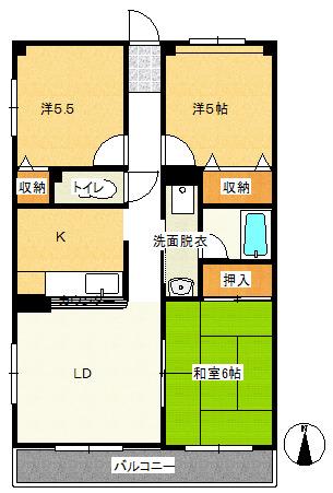 グレースナカジマ(3LDK/4階)の間取り写真