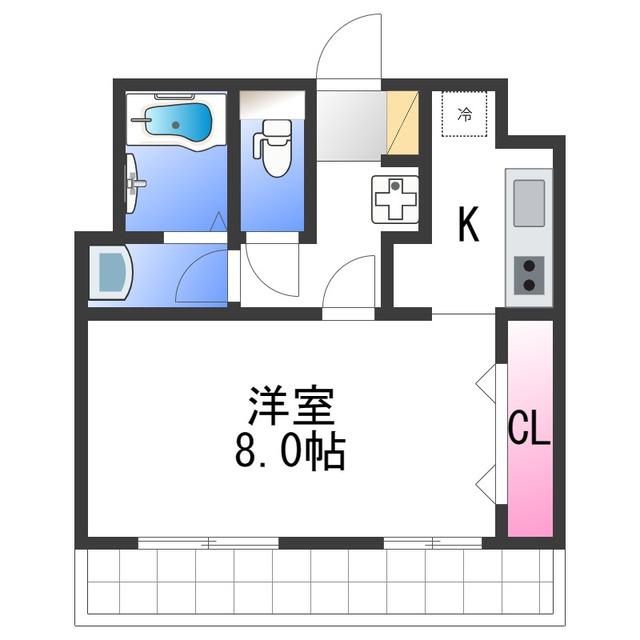 プランドール助松(1K/3階)の間取り写真