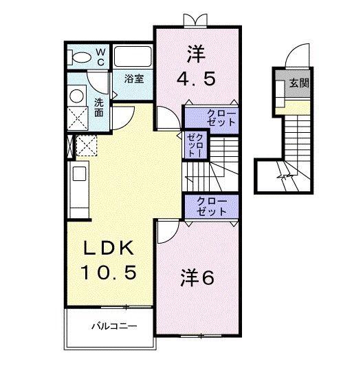 サンリット コートI(2LDK/2階)の間取り写真