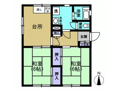 三浦ハイツ(2DK/2階)の間取り写真