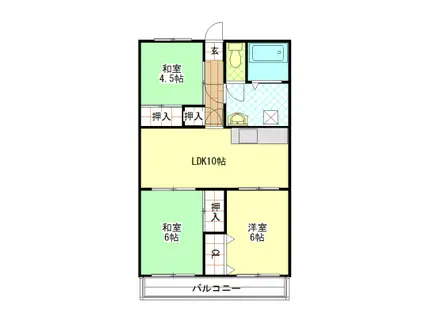 グランドハイツ野中(3LDK/4階)の間取り写真