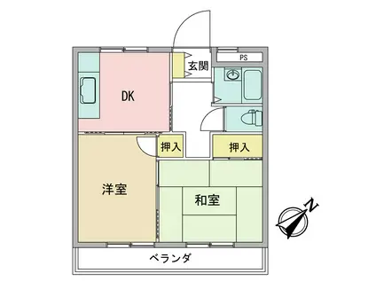 ロワール北野A(2DK/3階)の間取り写真