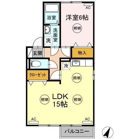 サニーコーポA(1LDK/2階)の間取り写真