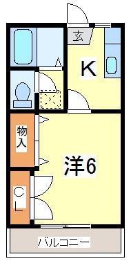 アパートメント中堤(1K/2階)の間取り写真