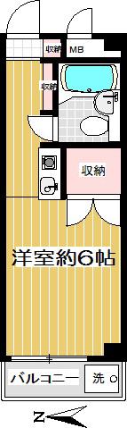 エトワール三鷹第3(ワンルーム/3階)の間取り写真