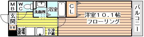 アミスタ菅原(1K/6階)の間取り写真
