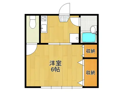 グリーンハイツB(1K/1階)の間取り写真