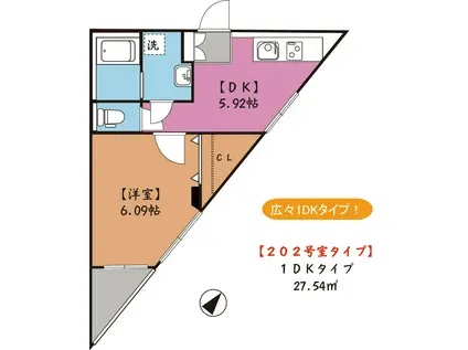 MAISON菊池(1DK/2階)の間取り写真