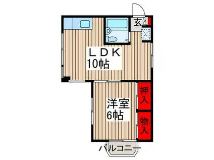 中山ビル(1LDK/3階)の間取り写真