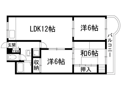 東朋第一マンション(3LDK/1階)の間取り写真