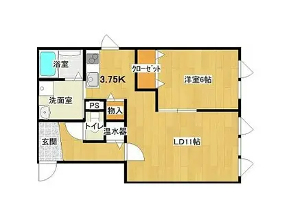 TRAIN(1LDK/2階)の間取り写真