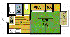 コスモハイツ川崎(1K/1階)の間取り写真