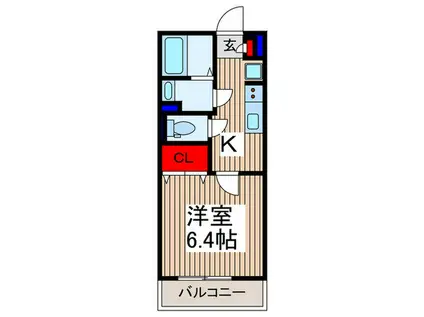 さいたま市岩槻区西原台(1K/1階)の間取り写真