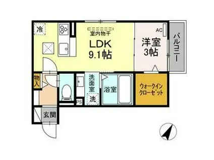 レクエルド(1LDK/1階)の間取り写真