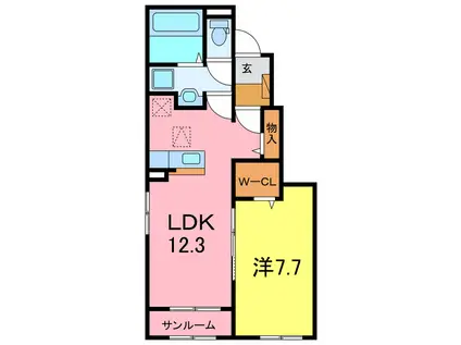 レゾンド・小針(1LDK/1階)の間取り写真