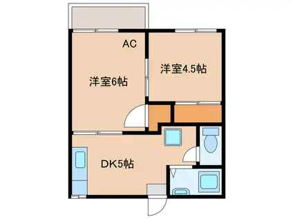 コーポサニーサイド(2DK/2階)の間取り写真