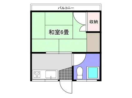 早田アパート(1K/2階)の間取り写真