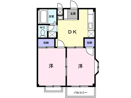 エグゼサカエB(2DK/2階)の間取り写真